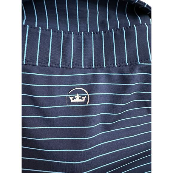 Peter Millar Crown Sport Blue Golf Striped Print Short Sleeve Polo Shirt Size L - Picture 4 of 5